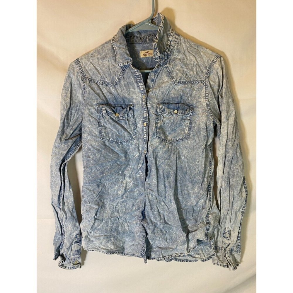 Coastal Cowgirl Western Denim Jean Shirt Acid Wash Vintage Women’s Small Grunge